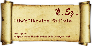 Mihálkovits Szilvia névjegykártya